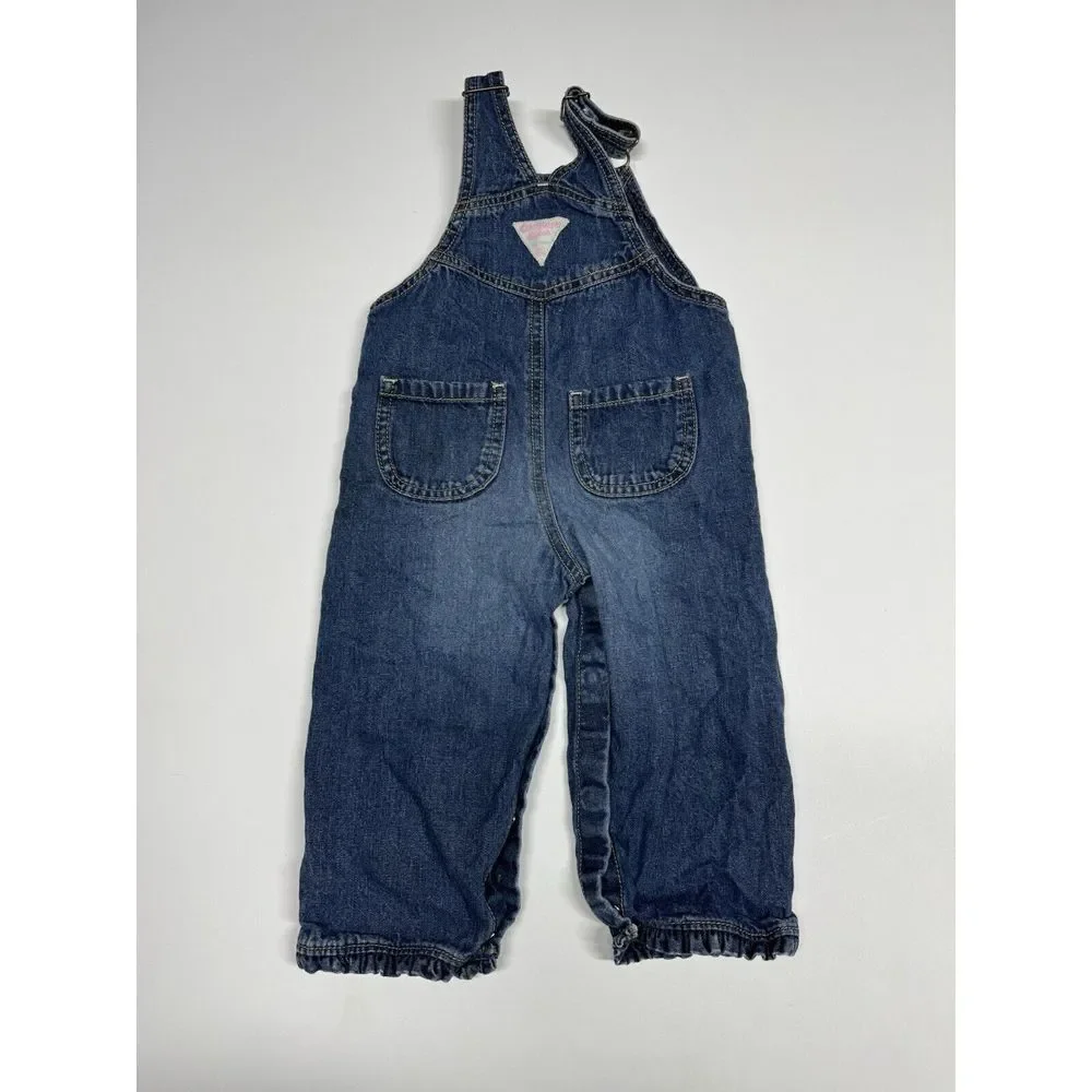 Oshkosh Bgosh Girls‎ Denim Overalls 18 Months Vestbak Embroidered Rainbow Heart